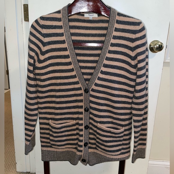 Madewell Sweaters - Madewell Striped Merino Wool Button Down Cardigan Size M